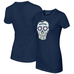 Seattle Mariners Tiny Turnip Women's Sugar Skull T-Shirt Navy