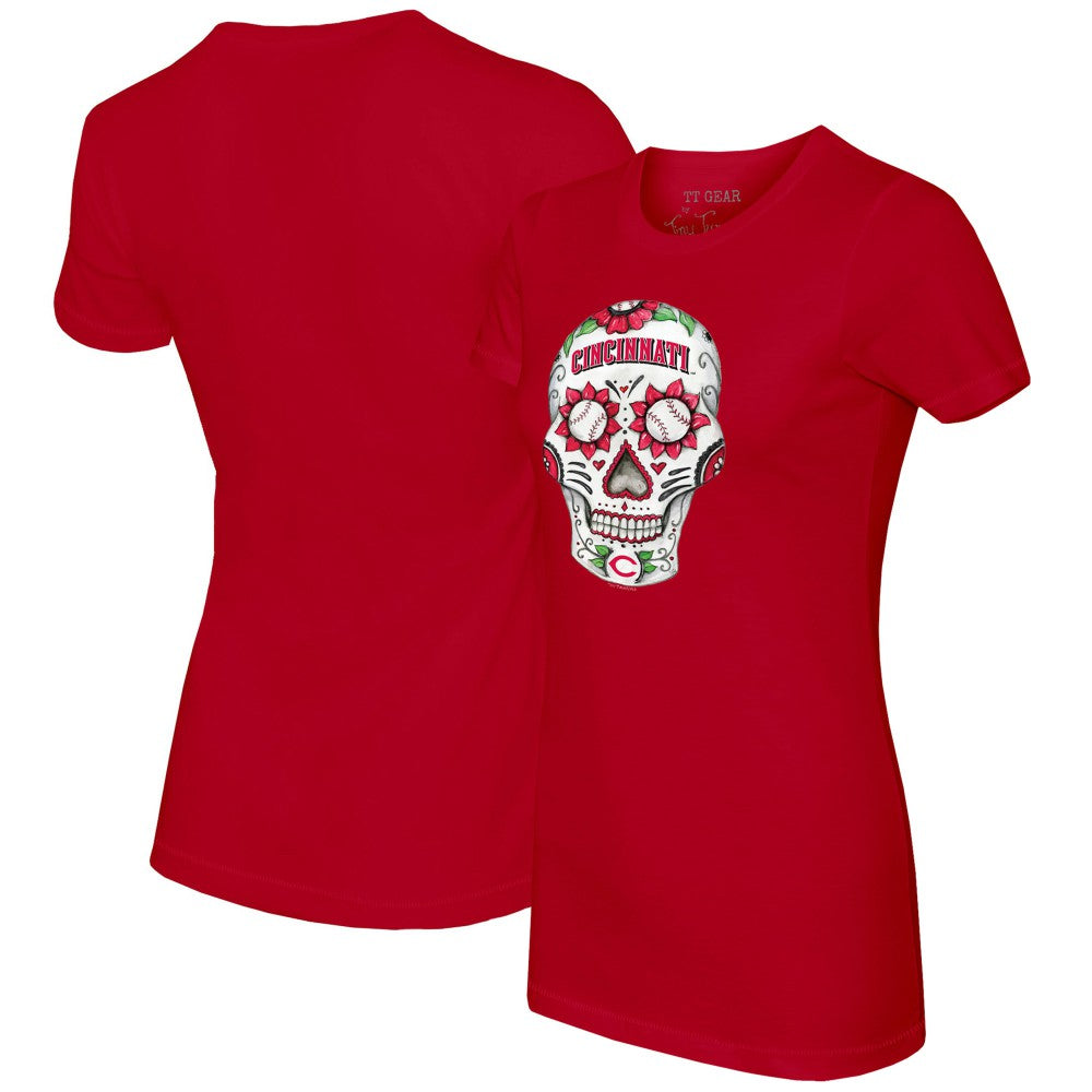 Cincinnati Reds Tiny Turnip Women's Sugar Skull T-Shirt Red