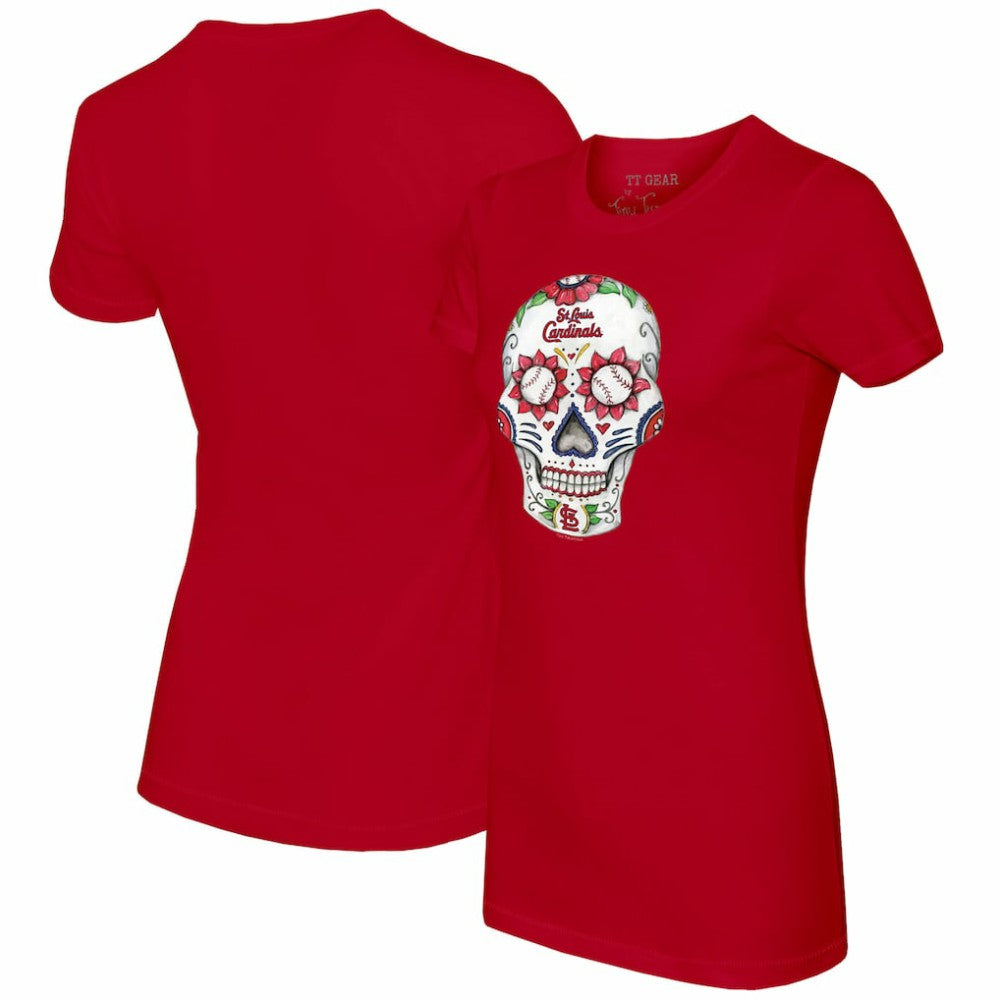 St. Louis Cardinals Tiny Turnip Women's Sugar Skull T-Shirt Red