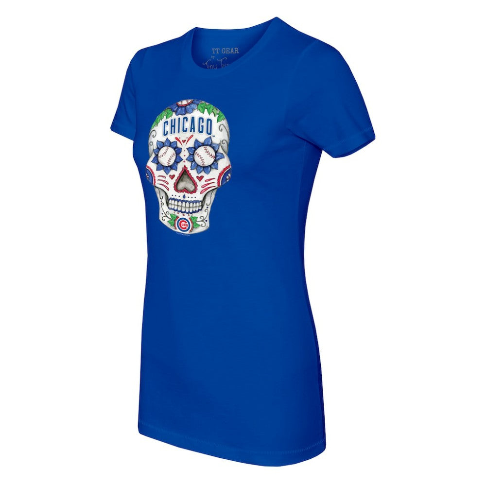 Chicago Cubs Tiny Turnip Women's Sugar Skull T-Shirt Royal