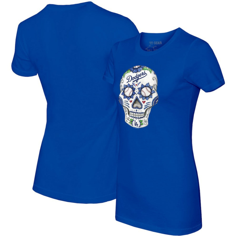 Los Angeles Dodgers Tiny Turnip Women's Sugar Skull T-Shirt Royal