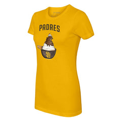 San Diego Padres Tiny Turnip Women's Sundae Helmet T-Shirt Gold