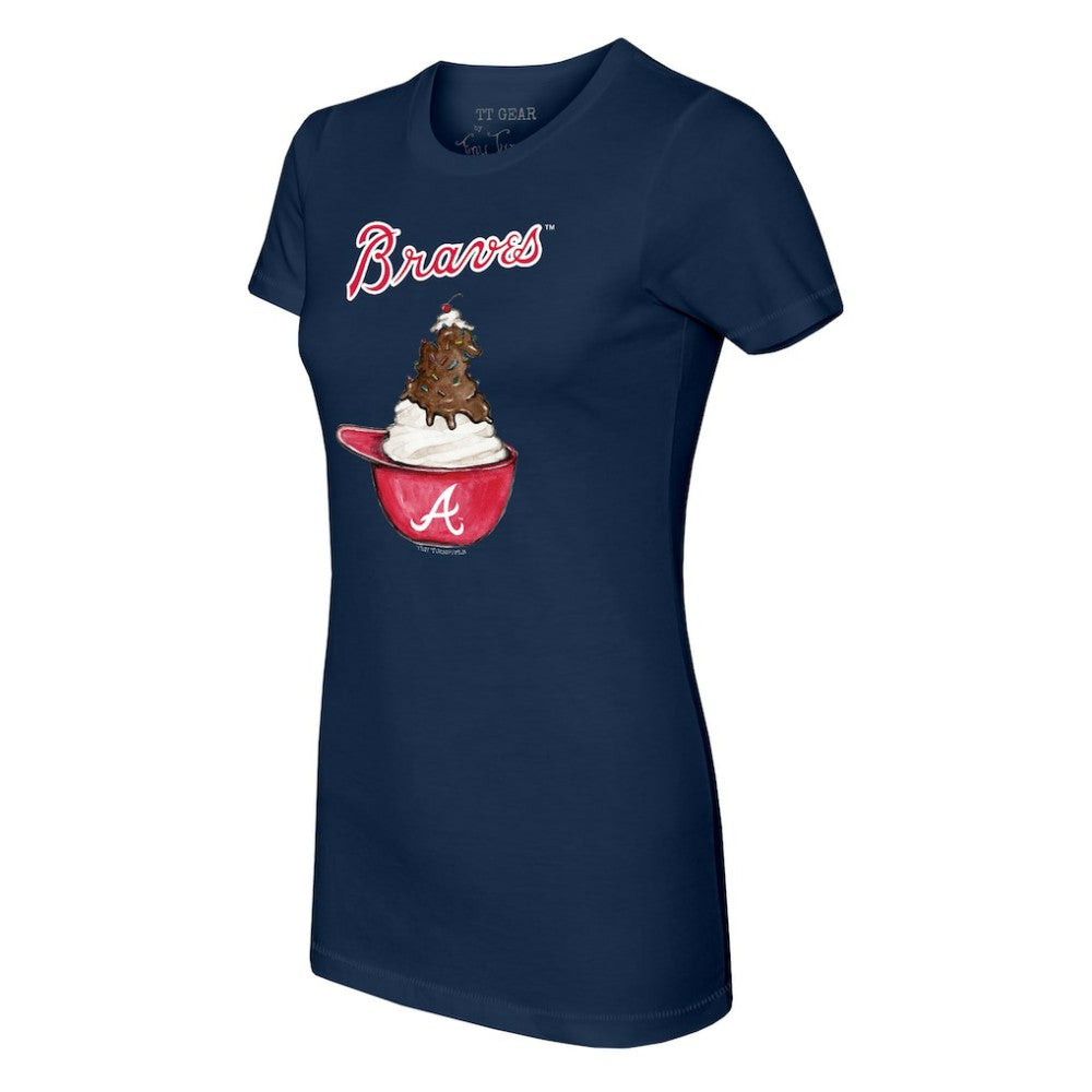 Atlanta Braves Tiny Turnip Women's Sundae Helmet T-Shirt Navy