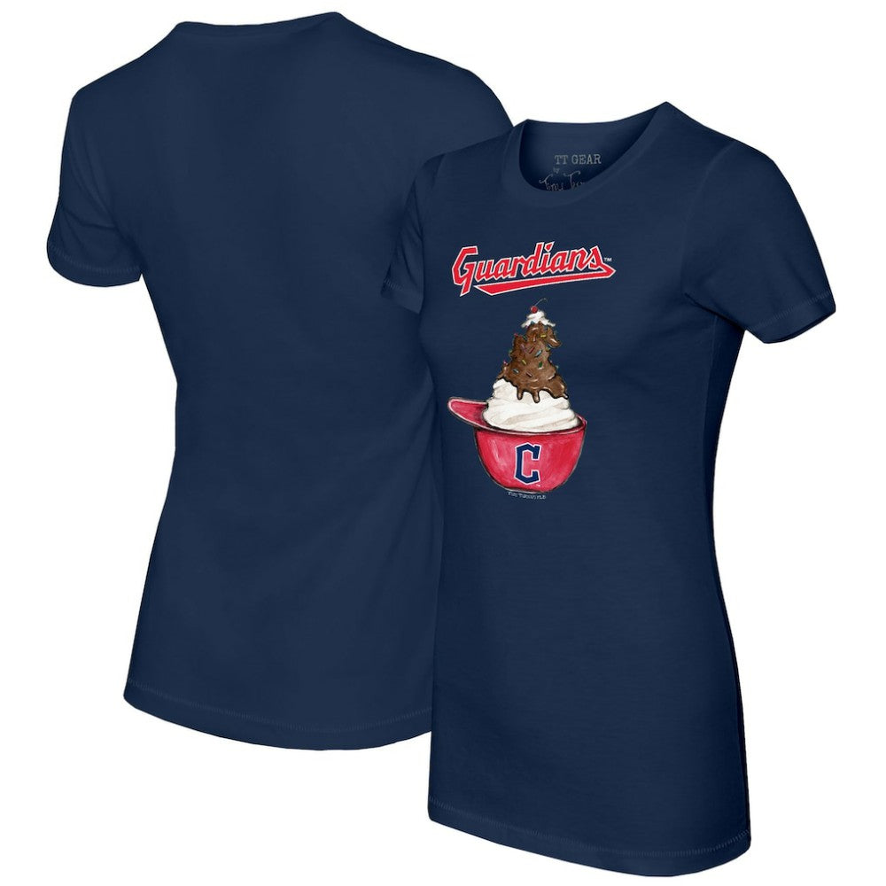 Cleveland Guardians Tiny Turnip Women's Sundae Helmet T-Shirt Navy