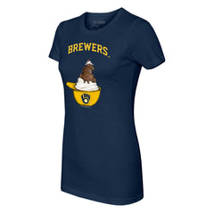 Milwaukee Brewers Tiny Turnip Women's Sundae Helmet T-Shirt Navy