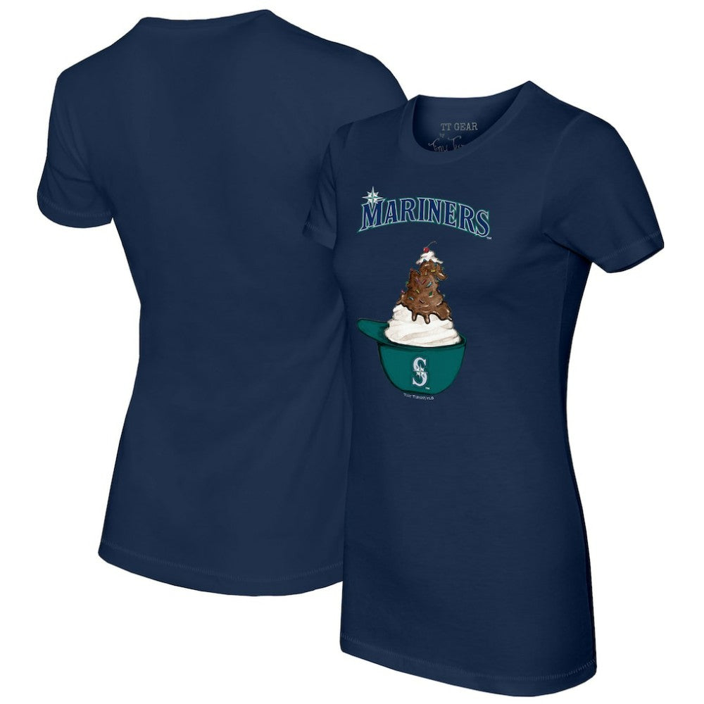 Seattle Mariners Tiny Turnip Women's Sundae Helmet T-Shirt Navy