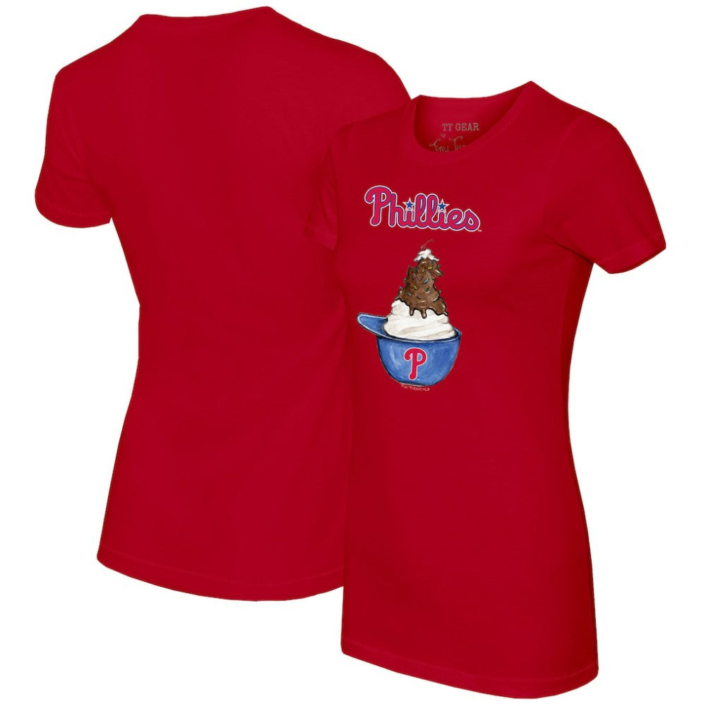 Philadelphia Phillies Tiny Turnip Women's Sundae Helmet T-Shirt Red