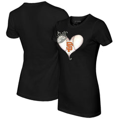 San Francisco Giants Tiny Turnip Women's Tiara Heart T-Shirt Black