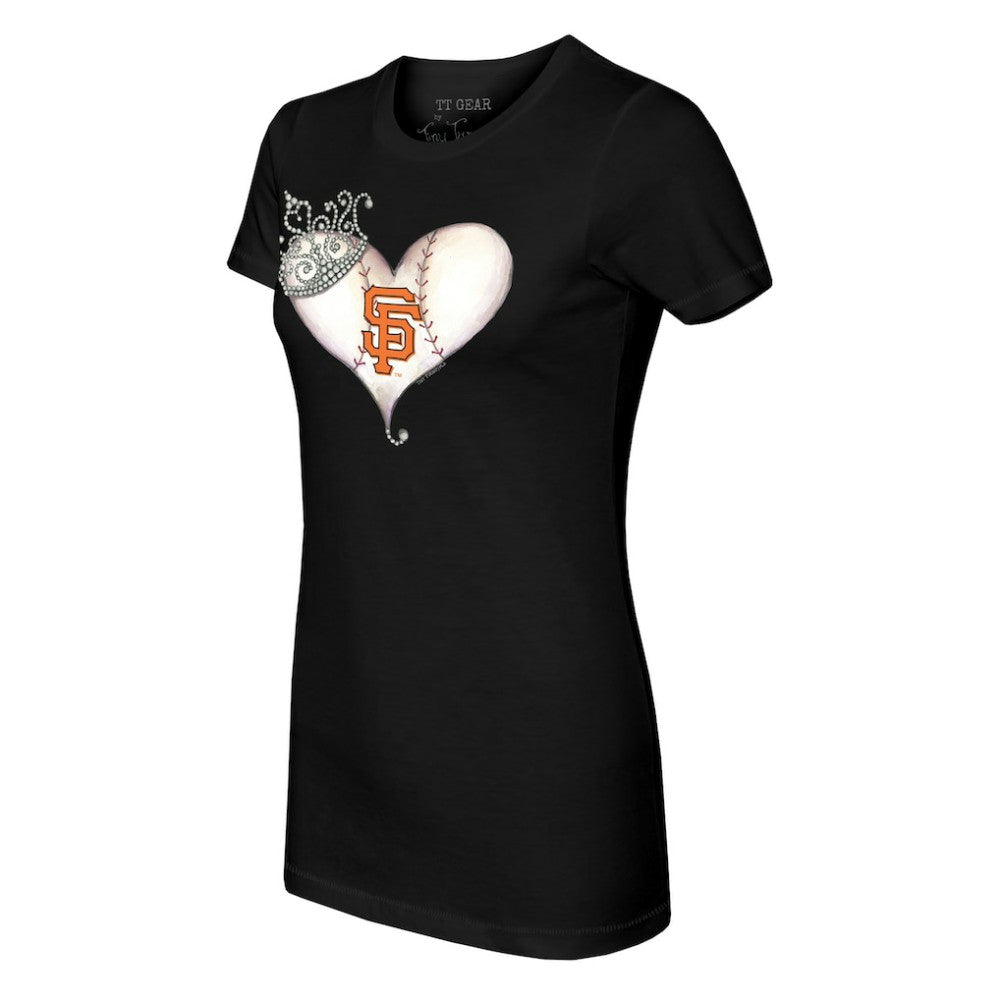 San Francisco Giants Tiny Turnip Women's Tiara Heart T-Shirt Black