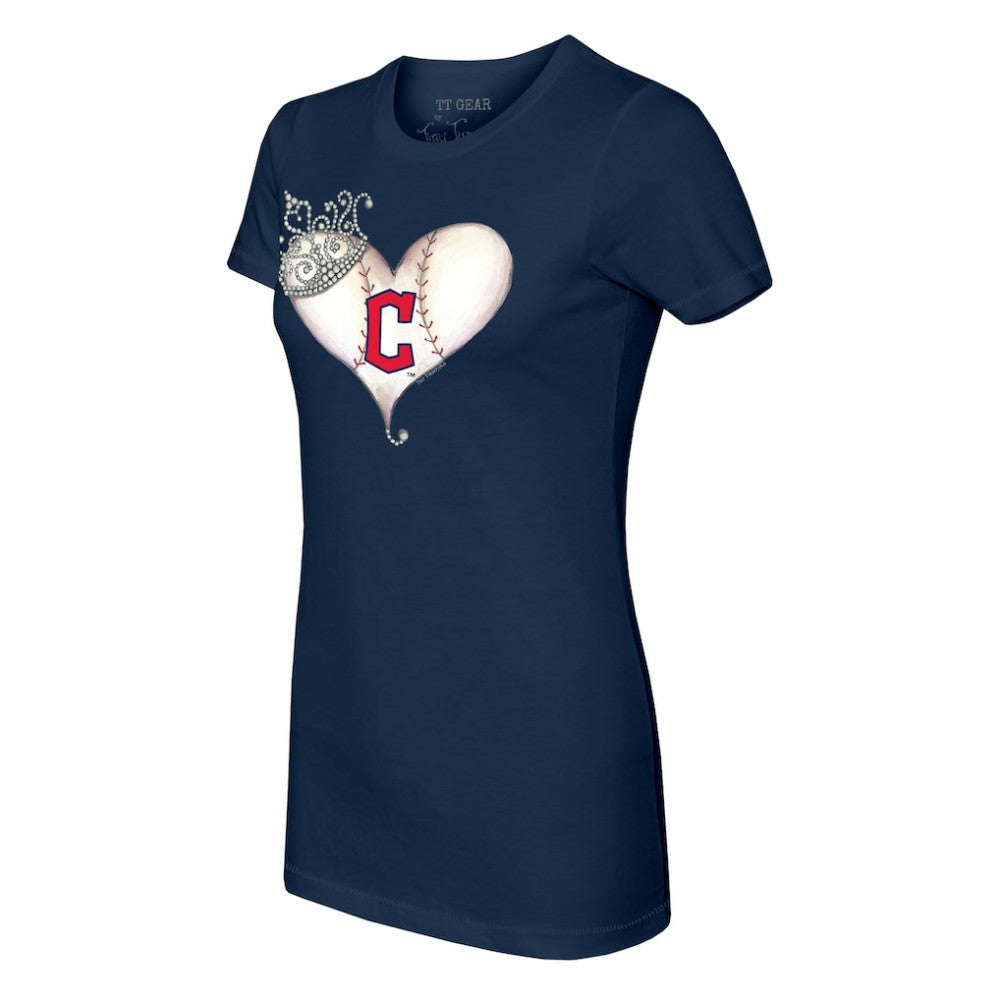 Cleveland Guardians Tiny Turnip Women's Tiara Heart T-Shirt Navy