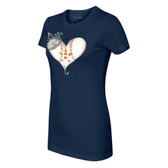 Houston Astros Tiny Turnip Women's Tiara Heart T-Shirt Navy