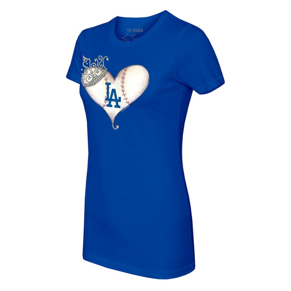 Los Angeles Dodgers Tiny Turnip Women's Tiara Heart T-Shirt Royal