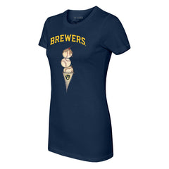 Milwaukee Brewers Tiny Turnip Women's Triple Scoop T-Shirt Navy