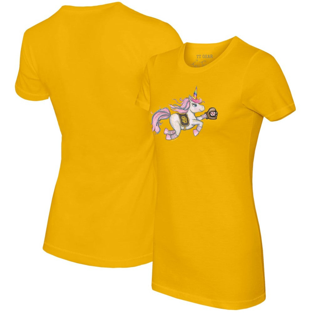 San Diego Padres Tiny Turnip Women's Unicorn T-Shirt Gold