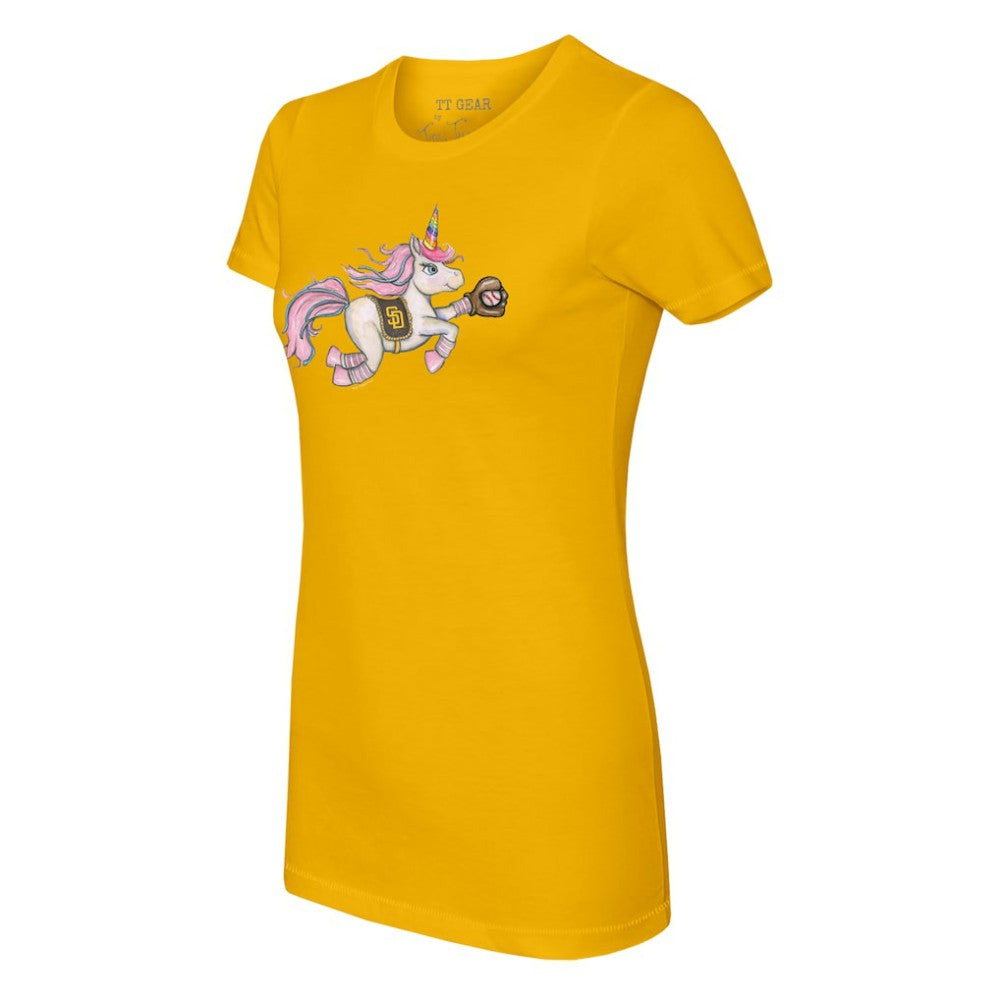 San Diego Padres Tiny Turnip Women's Unicorn T-Shirt Gold