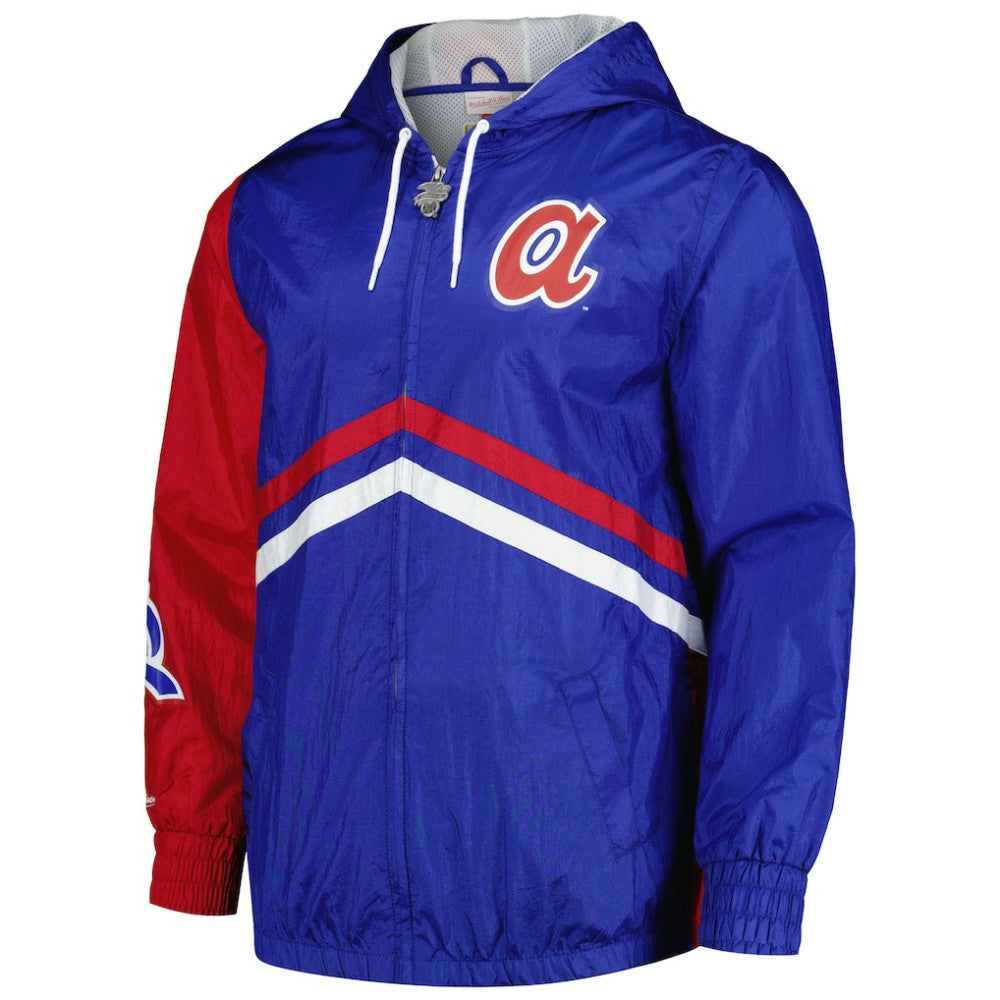 Atlanta Braves Undeniable Full-Zip Hoodie Windbreaker Jacket Royal | Mitchell & Ness