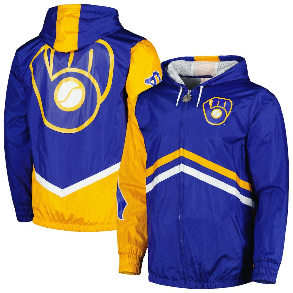 Milwaukee Brewers Undeniable Full-Zip Hoodie Windbreaker Jacket Royal | Mitchell & Ness
