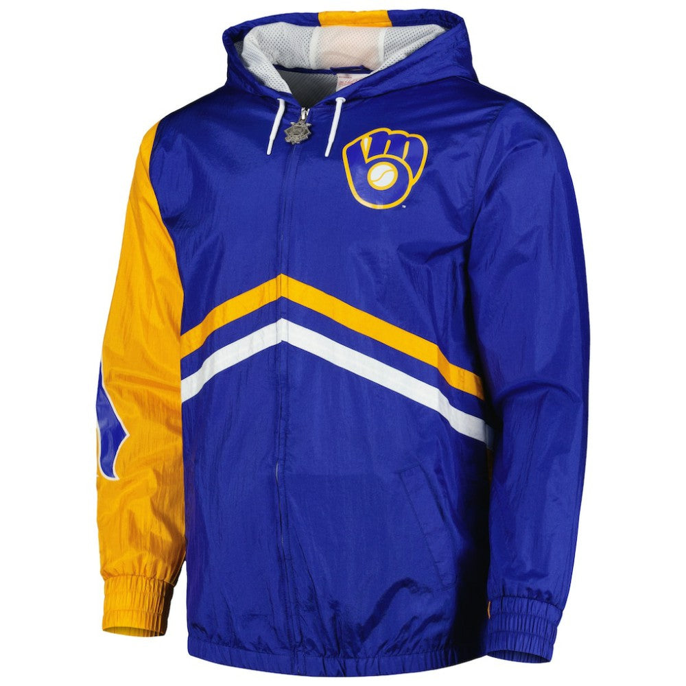 Milwaukee Brewers Undeniable Full-Zip Hoodie Windbreaker Jacket Royal | Mitchell & Ness