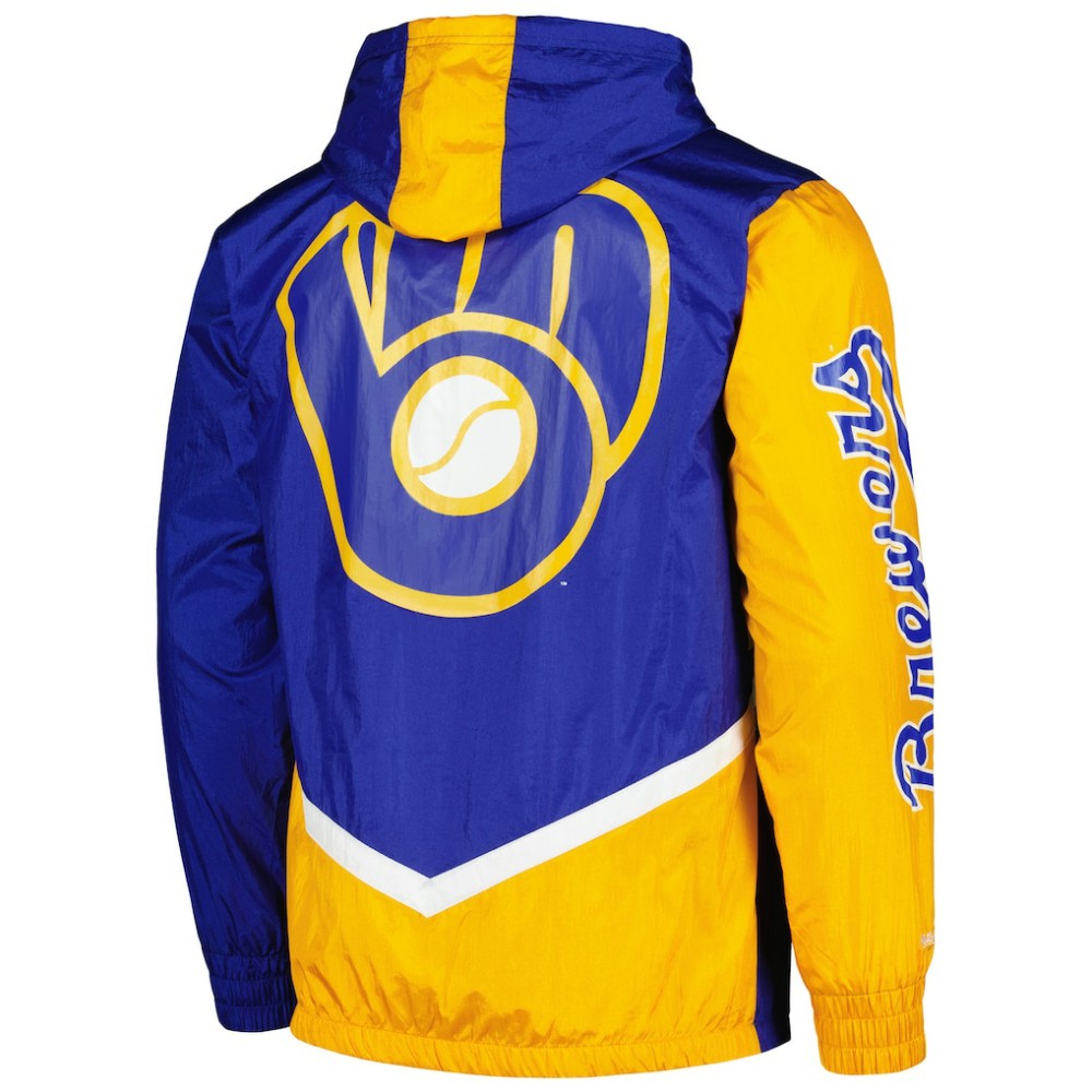 Milwaukee Brewers Undeniable Full-Zip Hoodie Windbreaker Jacket Royal | Mitchell & Ness