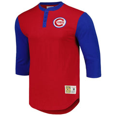 Chicago Cubs Cooperstown Collection Legendary Slub Henley 3/4-Sleeve T-Shirt Red | Mitchell & Ness