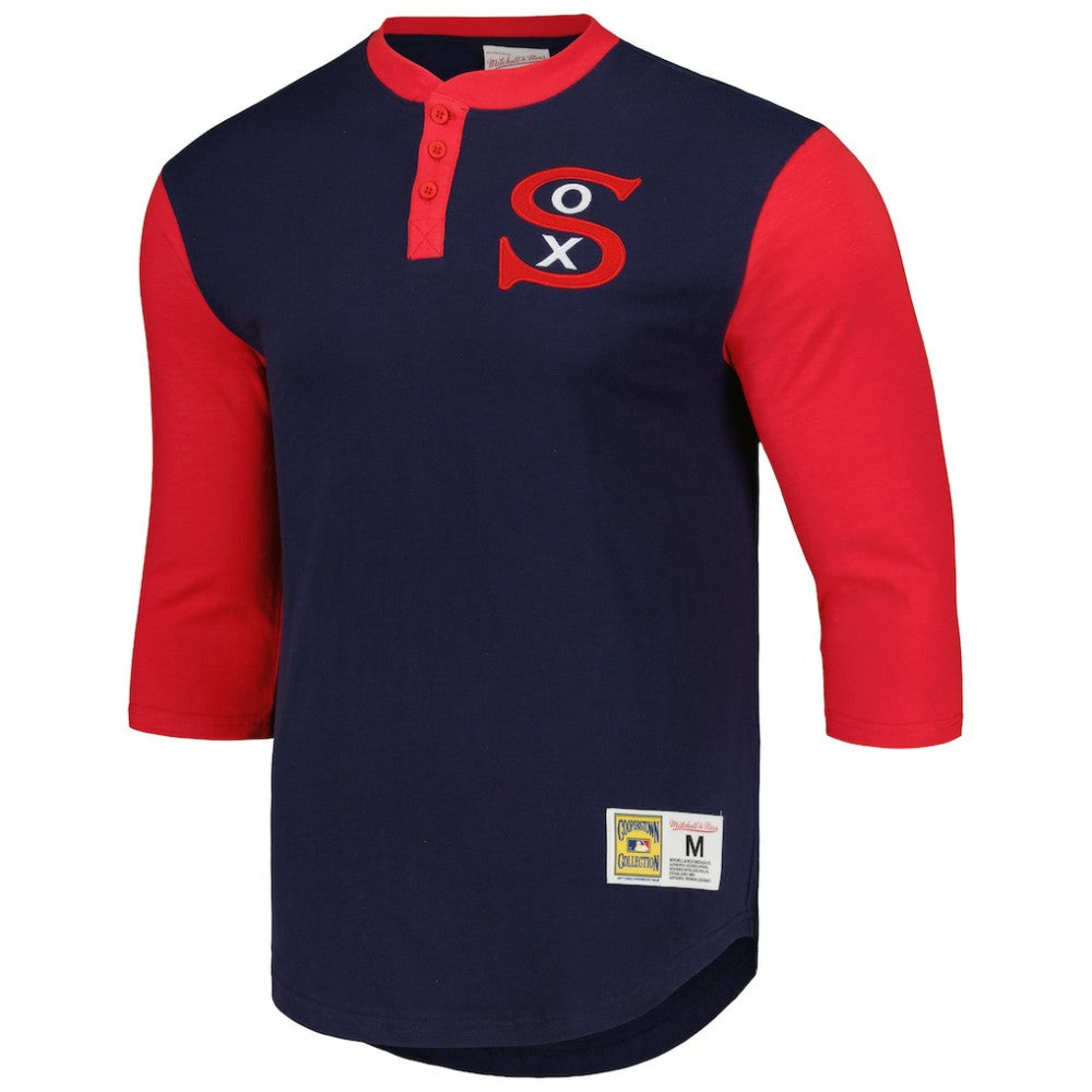 Chicago White Sox Cooperstown Collection Legendary Slub Henley 3/4-Sleeve T-Shirt Navy | Mitchell & Ness