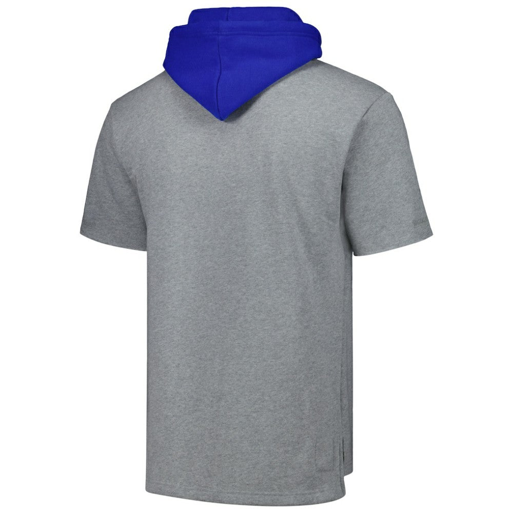 Atlanta Braves Postgame Short Sleeve Pullover Hoodie Heather Gray | Mitchell & Ness