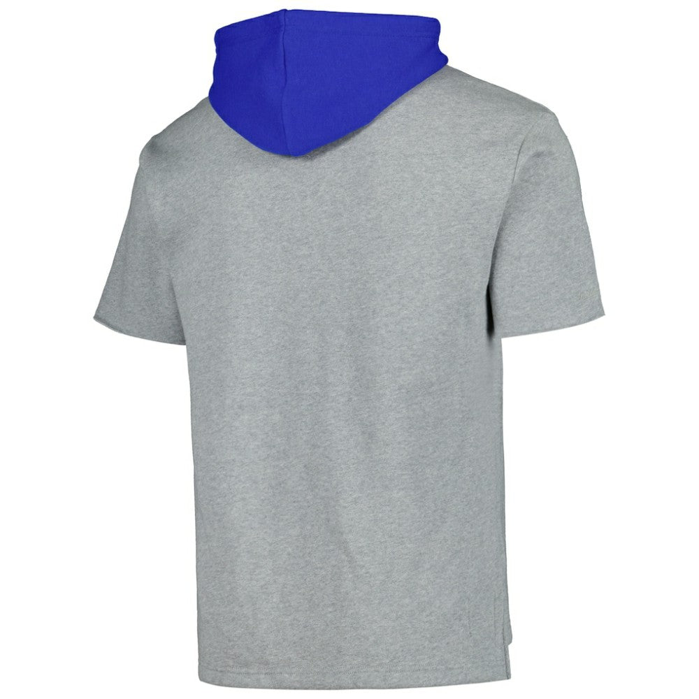 Chicago Cubs Postgame Short Sleeve Pullover Hoodie Heather Gray | Mitchell & Ness