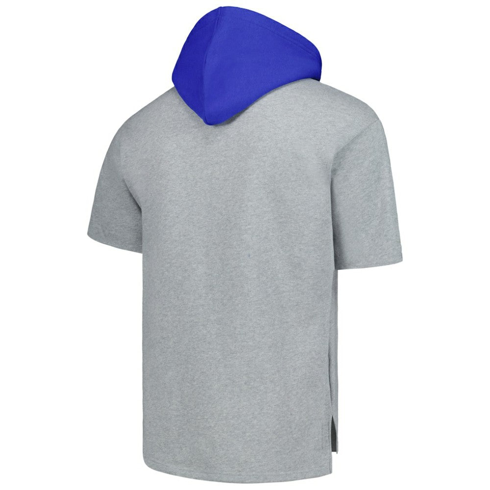 Los Angeles Dodgers Postgame Short Sleeve Pullover Hoodie Heather Gray | Mitchell & Ness