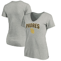 San Diego Padres Women's Core Team Lock Up Wordmark V-Neck T-Shirt Gray