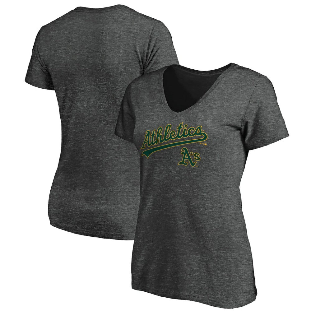 Athletics Women's Core Team Lock Up V-Neck T-Shirt Charcoal