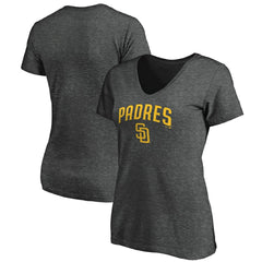 San Diego Padres Women's Core Team Lock Up Wordmark V-Neck T-Shirt Charcoal