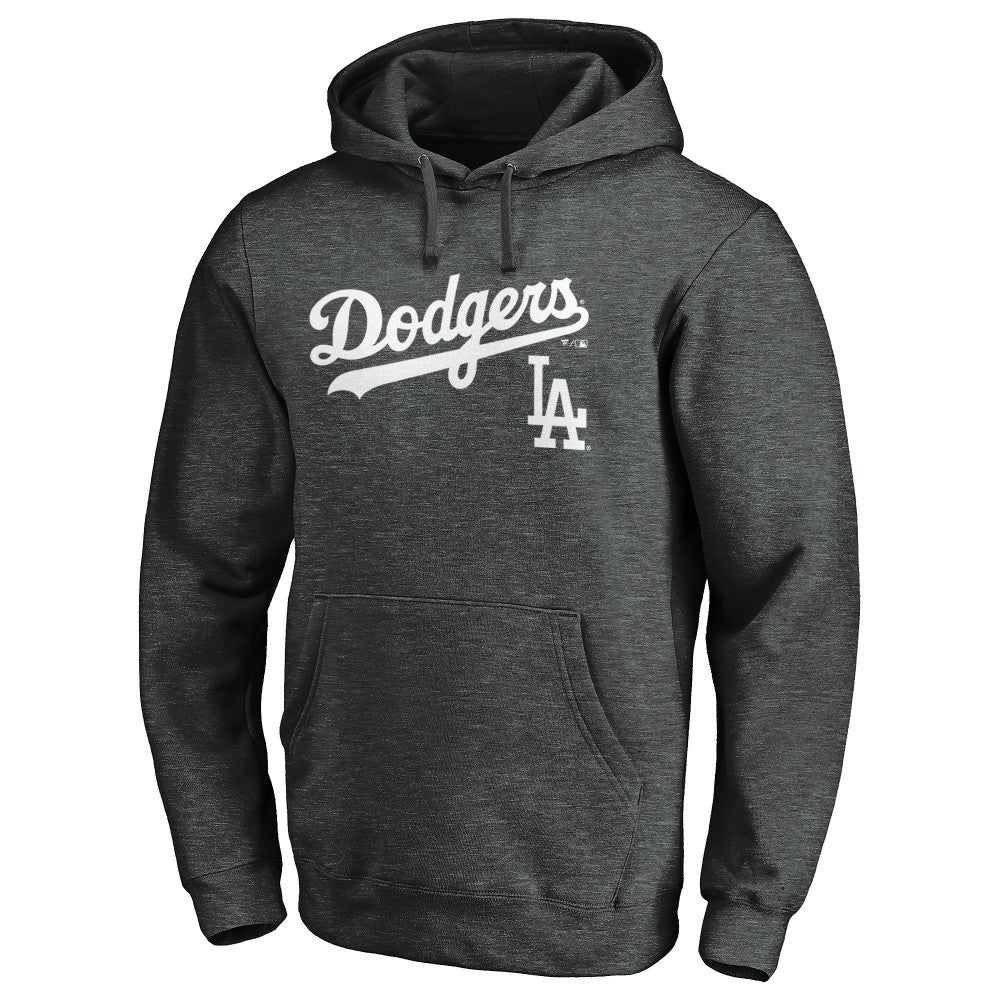 Los Angeles Dodgers Team Lock Up Wordmark Pullover Hoodie Charcoal