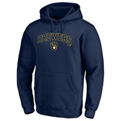 Milwaukee Brewers Team Lock Up Wordmark Pullover Hoodie Navy