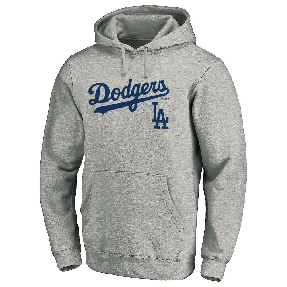 Los Angeles Dodgers Team Lock Up Wordmark Pullover Hoodie Gray