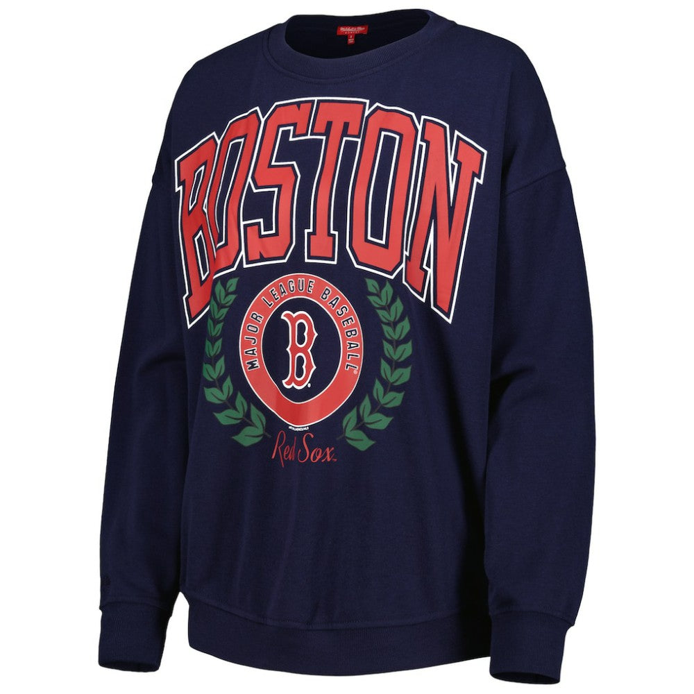 Boston Red Sox Women's Logo Lt 2.0 Pullover Sweatshirt Navy | Mitchell & Ness