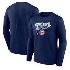 Chicago Cubs Flag Long Sleeve T-Shirt Navy