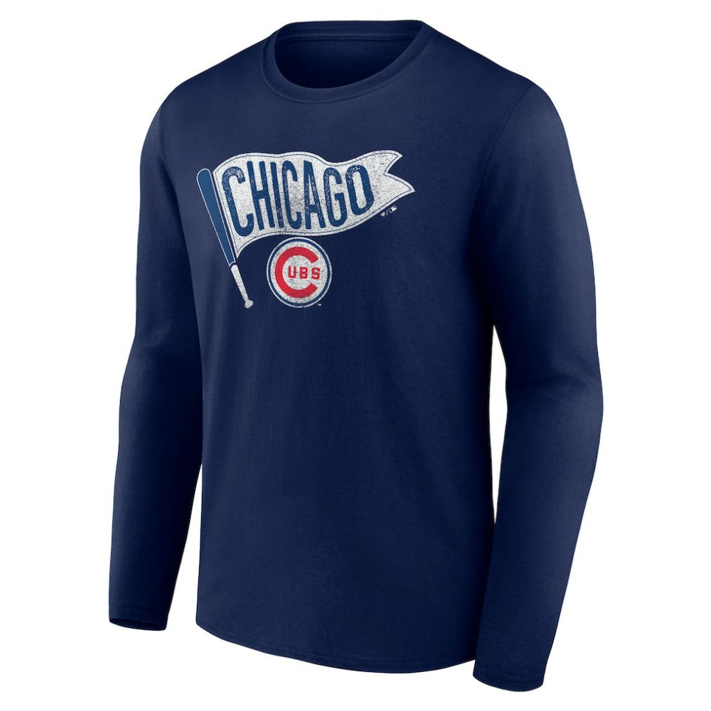 Chicago Cubs Flag Long Sleeve T-Shirt Navy