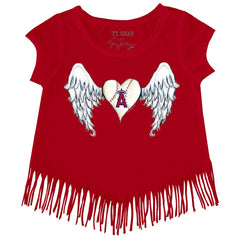 Los Angeles Angels Tiny Turnip Girls Youth Angel Wings Fringe T-Shirt Red
