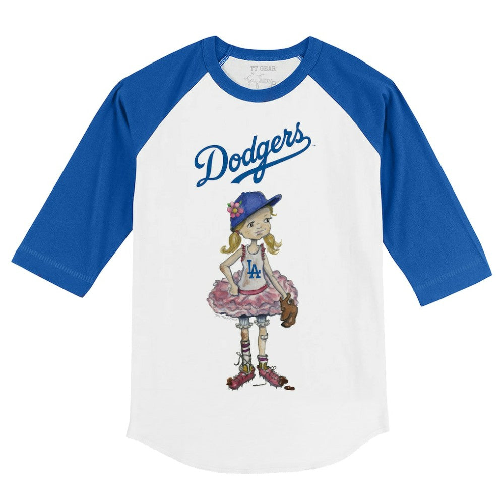 Los Angeles Dodgers Tiny Turnip Youth Babes 3/4-Sleeve Raglan T-Shirt White/Royal