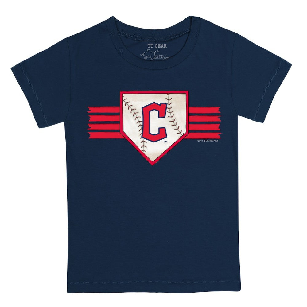 Cleveland Guardians Tiny Turnip Youth Base Stripe T-Shirt Navy
