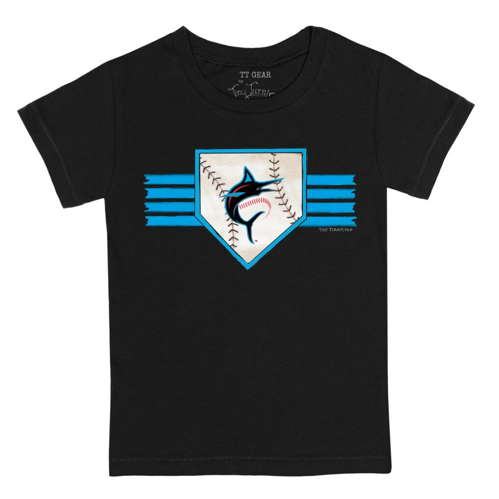 Miami Marlins Tiny Turnip Youth Base Stripe T-Shirt Black