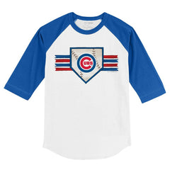 Chicago Cubs Tiny Turnip Youth Base Stripe 3/4-Sleeve Raglan T-Shirt White/Royal
