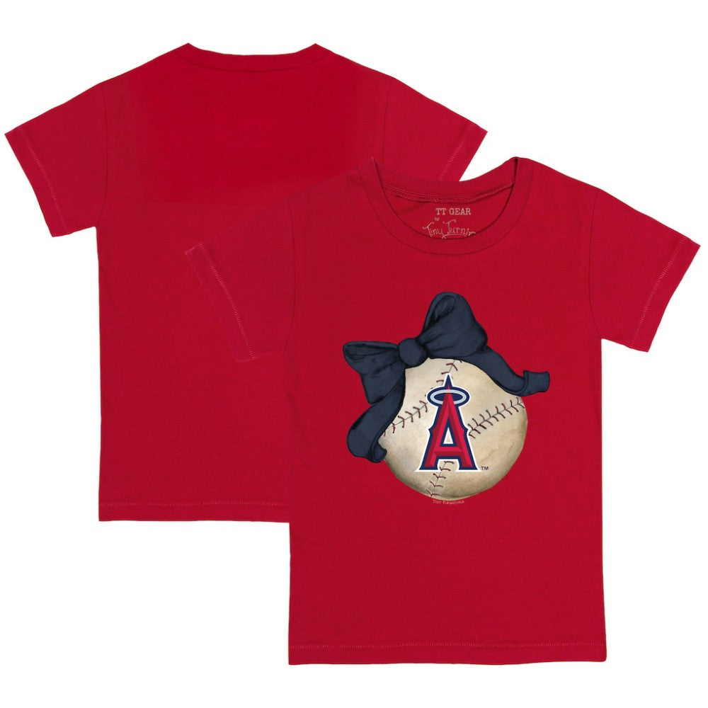 Los Angeles Angels Tiny Turnip Youth Baseball Bow T-Shirt Red