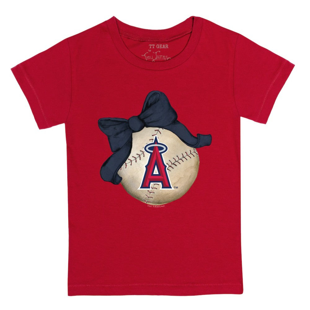 Los Angeles Angels Tiny Turnip Youth Baseball Bow T-Shirt Red