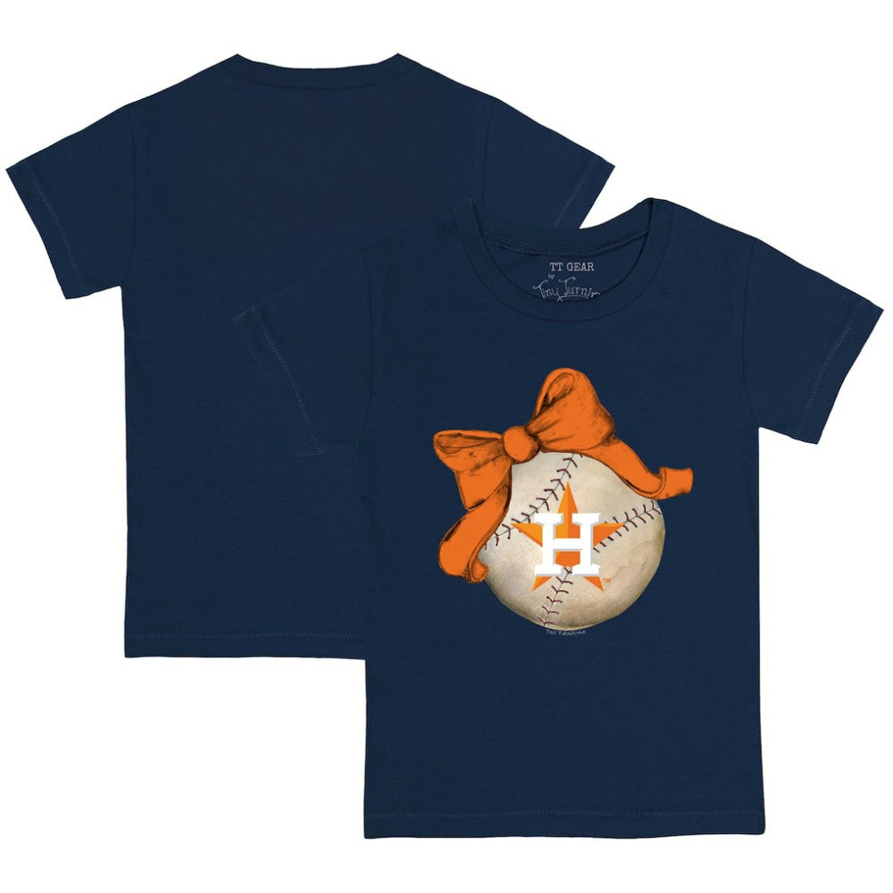 Houston Astros Tiny Turnip Youth Baseball Bow T-Shirt Navy