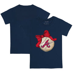 Atlanta Braves Tiny Turnip Youth Baseball Bow T-Shirt Navy