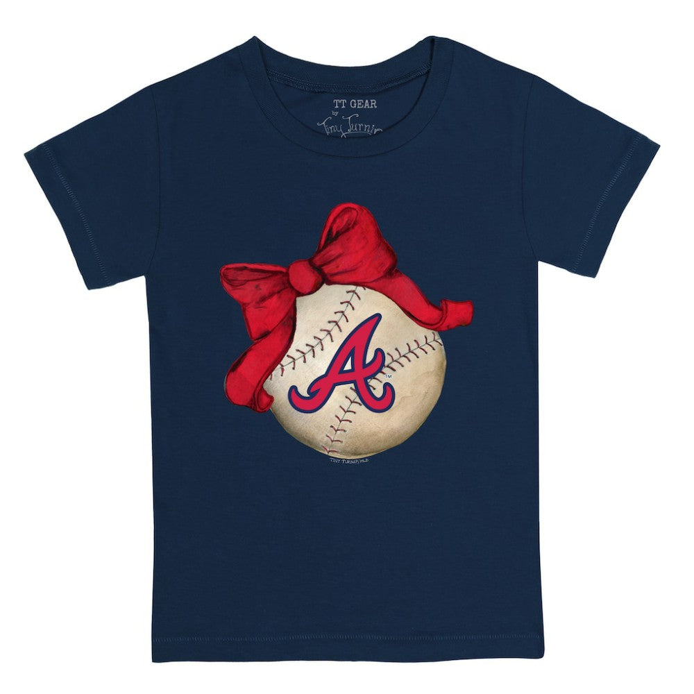 Atlanta Braves Tiny Turnip Youth Baseball Bow T-Shirt Navy