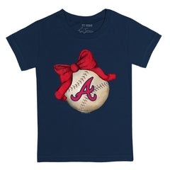 Atlanta Braves Tiny Turnip Youth Baseball Bow T-Shirt Navy