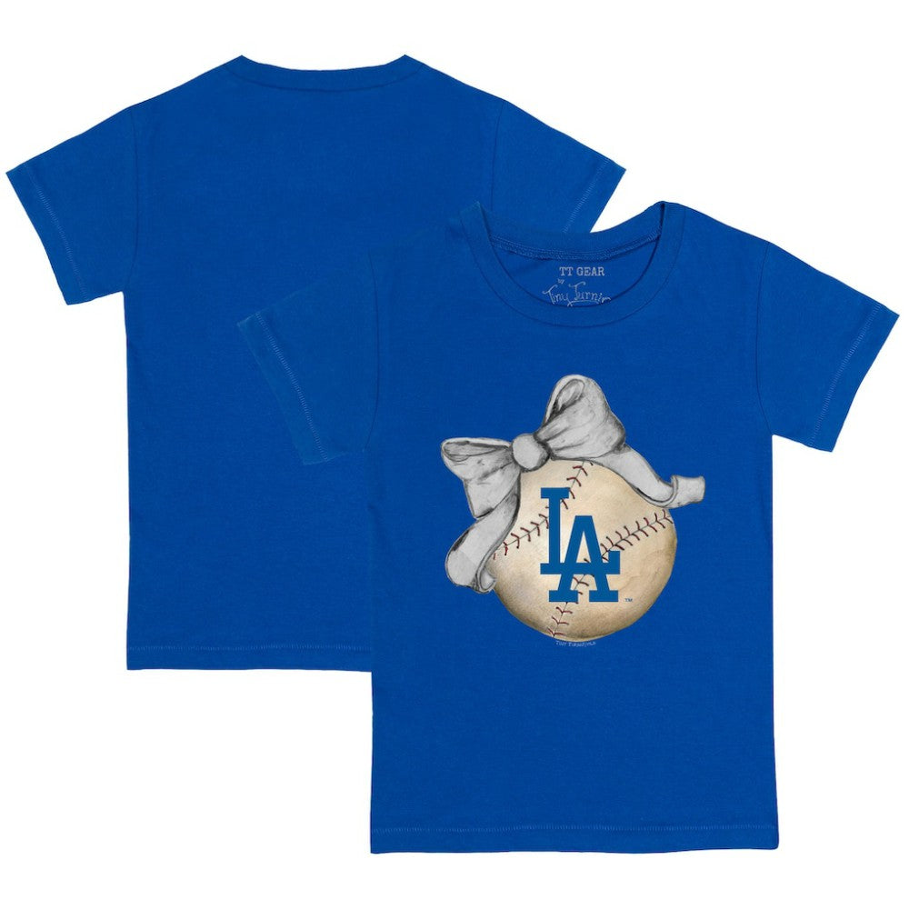 Los Angeles Dodgers Tiny Turnip Youth Baseball Bow T-Shirt Royal