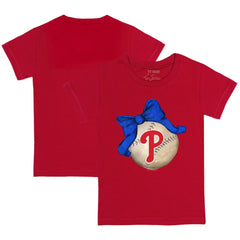 Philadelphia Phillies Tiny Turnip Youth Baseball Bow T-Shirt Red
